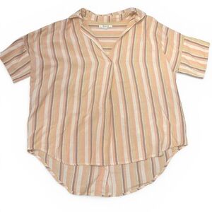 Madewell Striped Short Sleeve Boxy T-shirt Back Button Detail Women’s Size XXS